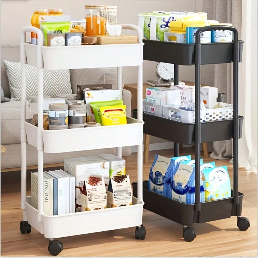 Rolling File Cart - عربة تخزين متحركة بثلاثة طبقات مع