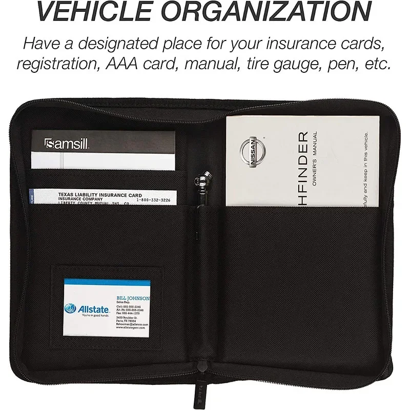 Rolling File Cart - حامل تأمين تسجيل السيارة من النايلون،