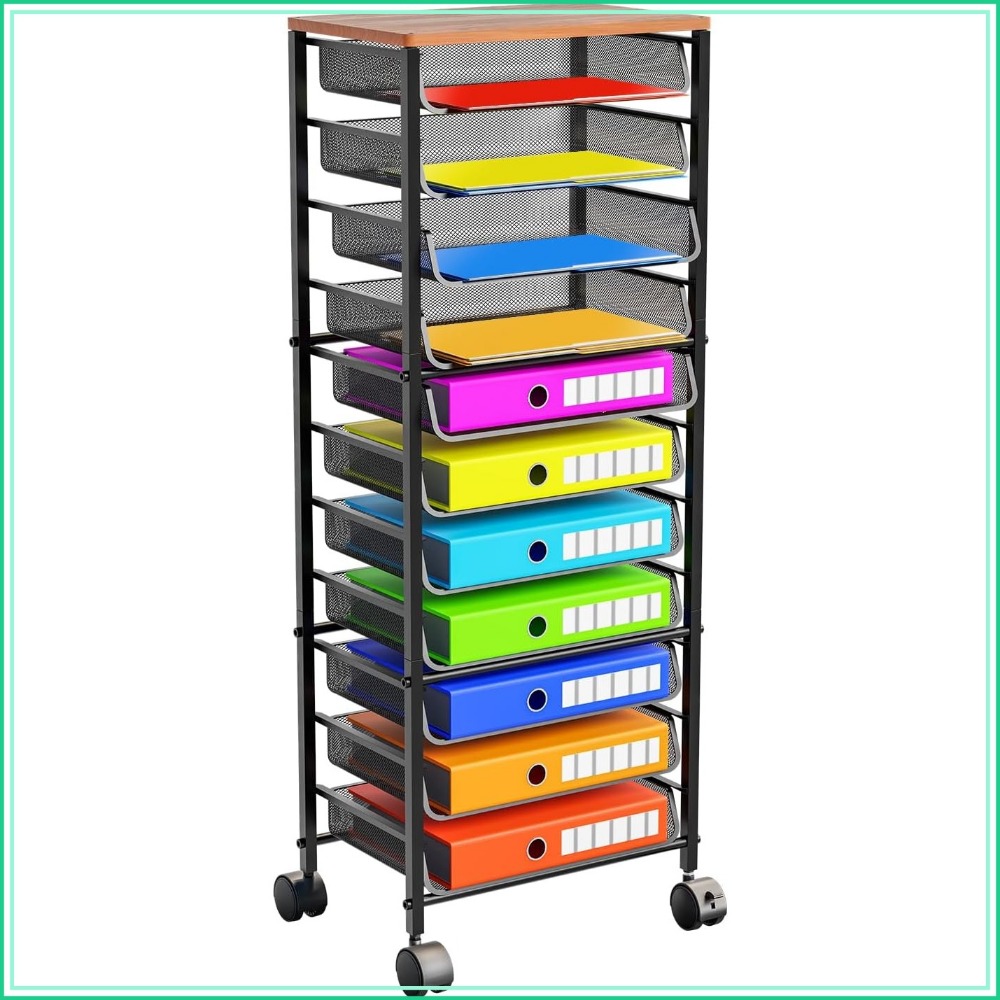 Rolling File Cart - عربة ملفات متحركة ذات 12 طبقة