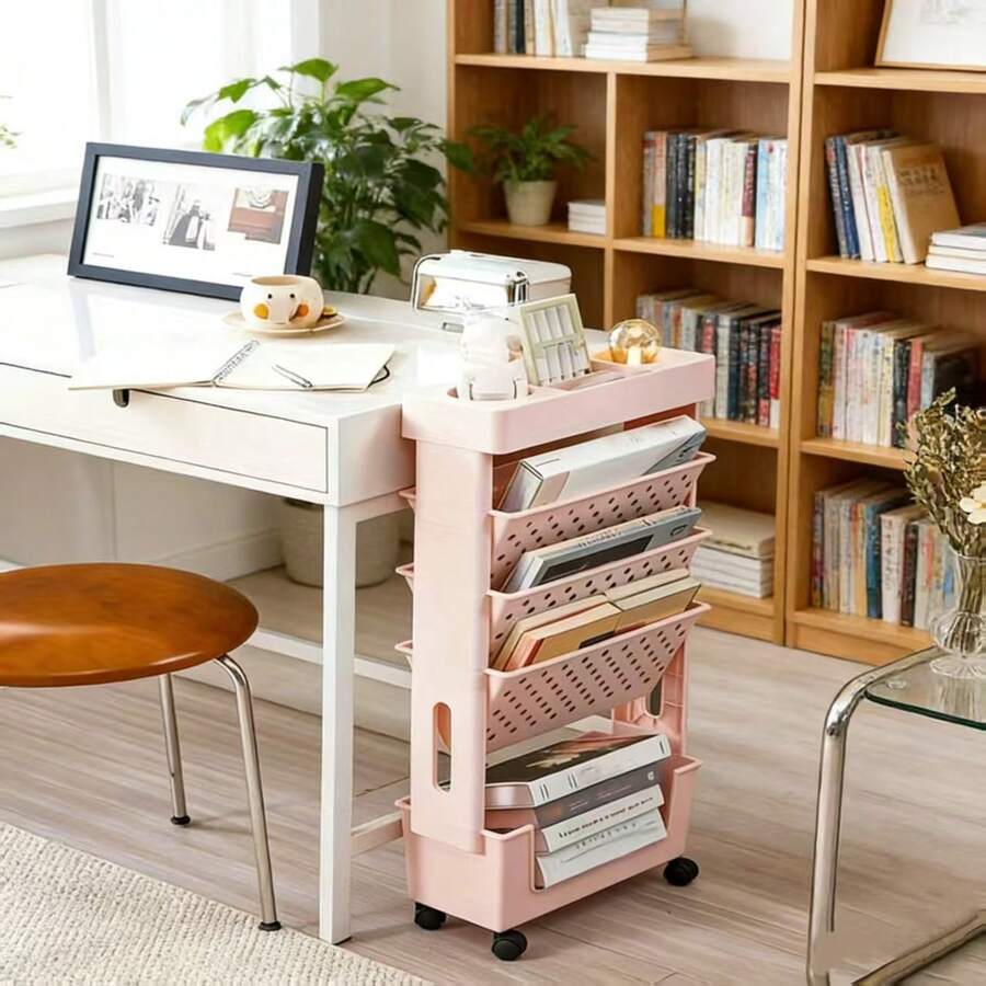 Rolling File Cart - عربة تخزين متحركة بخمسة طبقات مع