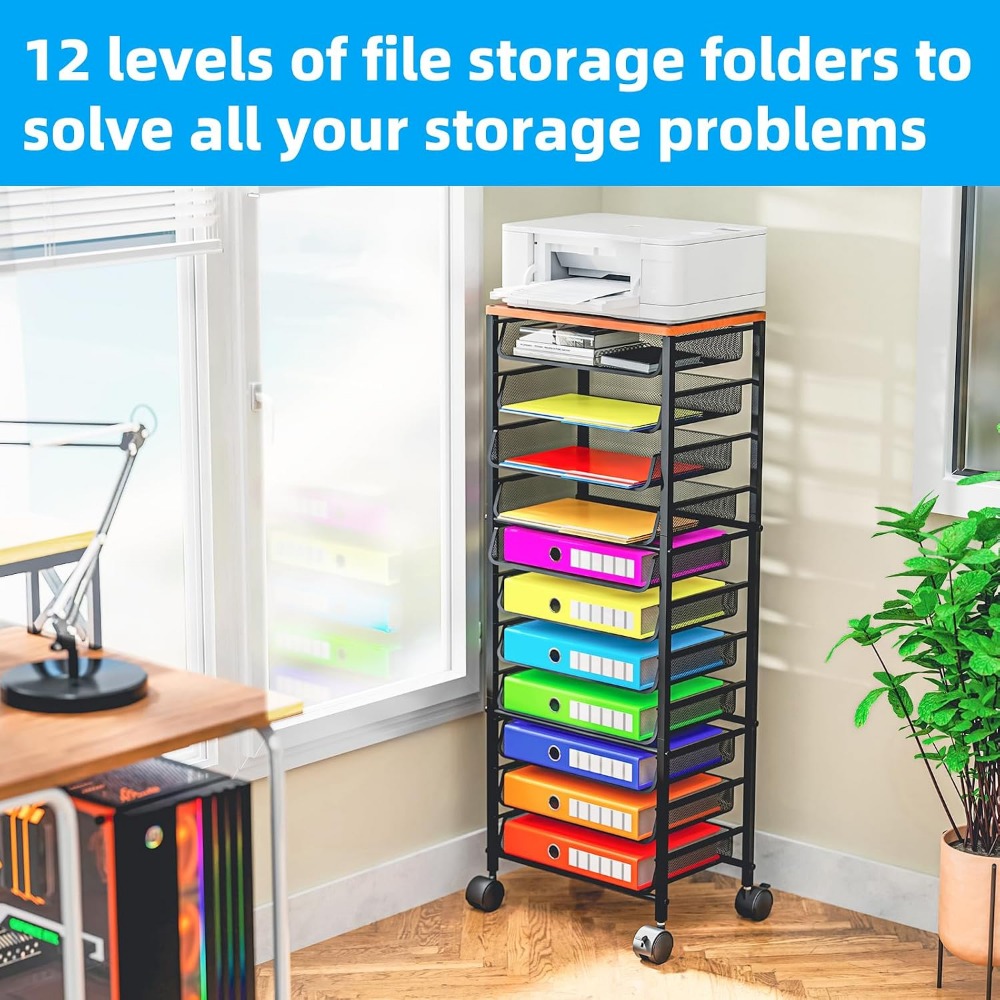 عربة ملفات متحركة ذات 12 طبقة  - مراجعة Rolling File Cart وسعره