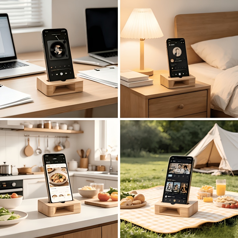 حامل هاتف من الخيزران لتضخيم ا - مراجعة Home Office Contact وسعره